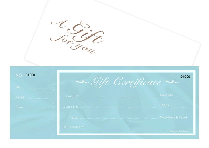 IMPACTONLINEPRINTING Blank Gift Certificates Cards with Envelopes 25set -Modern teal with stub-Gift Coupons,Vouchers for Small Business,Spa,Makeup,Hair Beauty Salon,Restaurant,Wedding Bridal,Baby Shower,Christmas,Birthday - Image 1